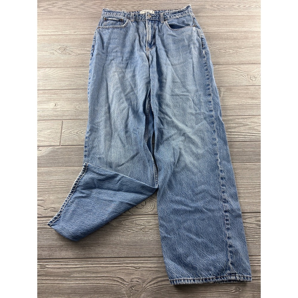 Abercrombie & Fitch The Loose High Rise Jeans Light Wash Blue 29 8 Wide Leg